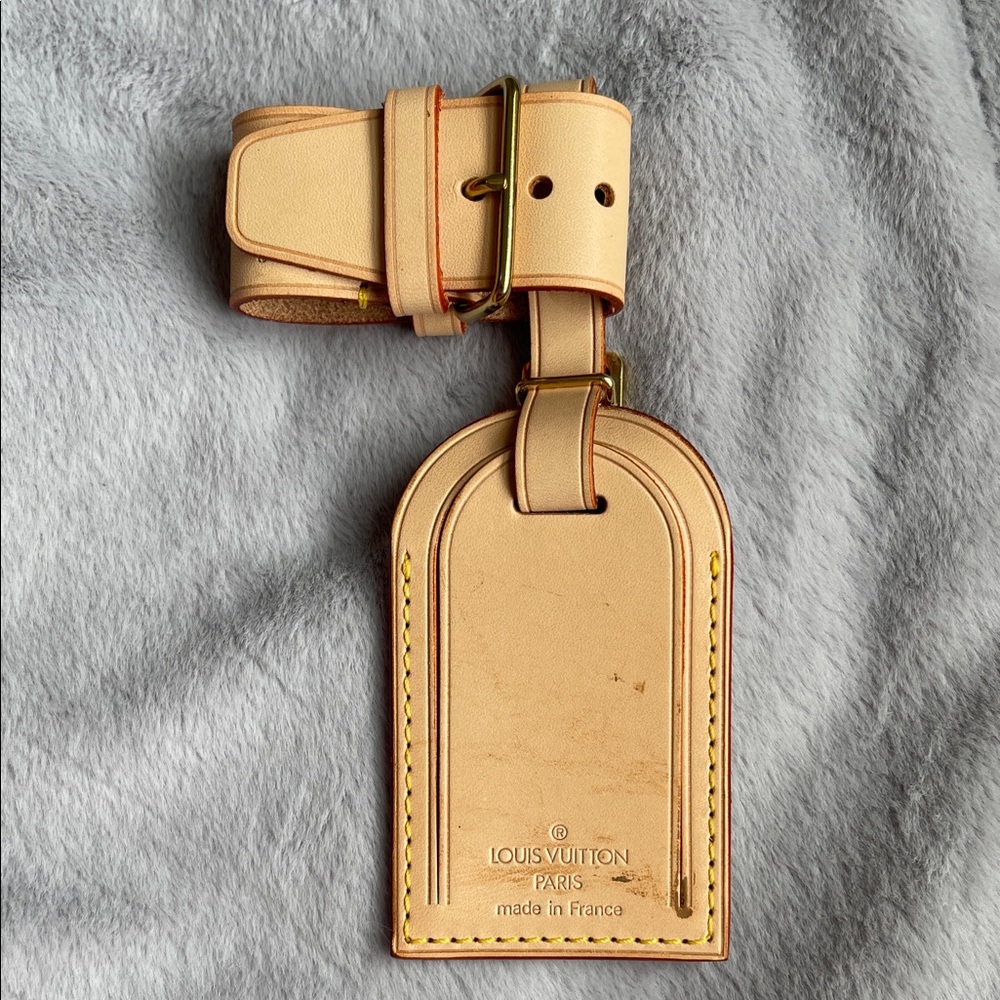 Louis Vuitton Natural Beige Vachetta Leather Luggage Tag with Gold Hardware